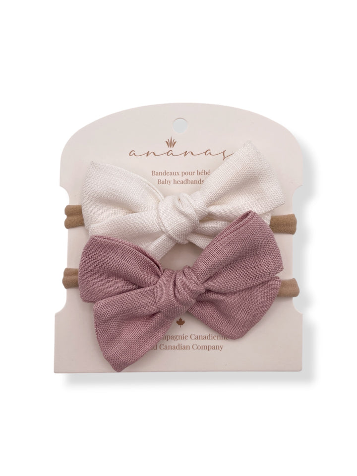 Linen Bows - White/Blush