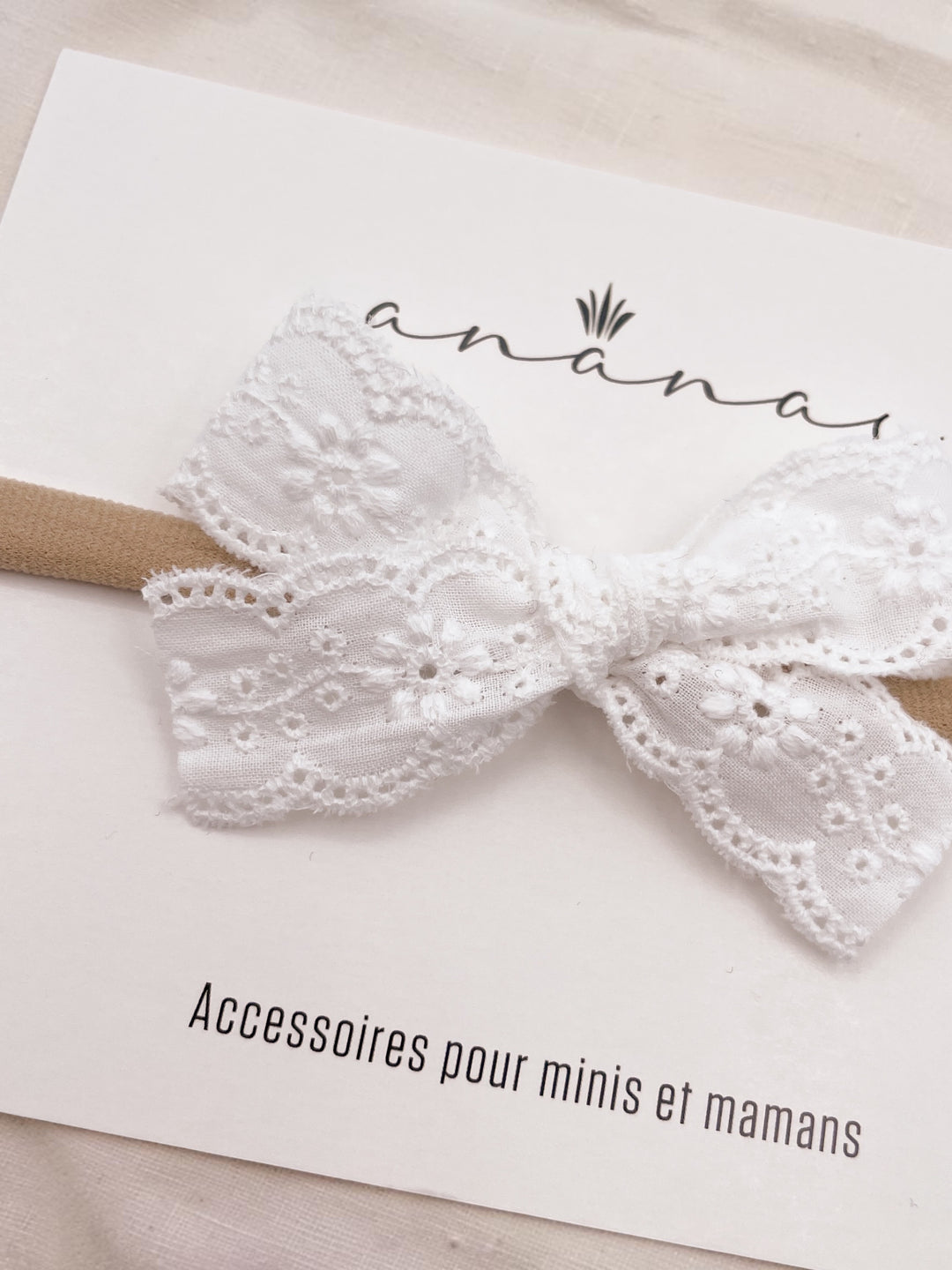 Embroidered Bow - White
