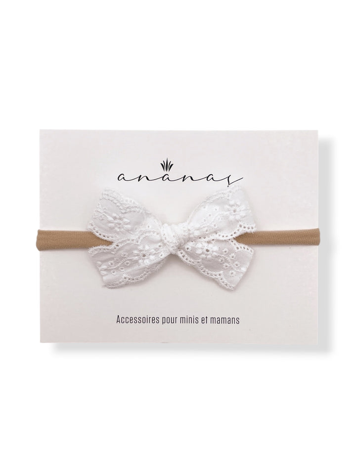Embroidered Bow - White