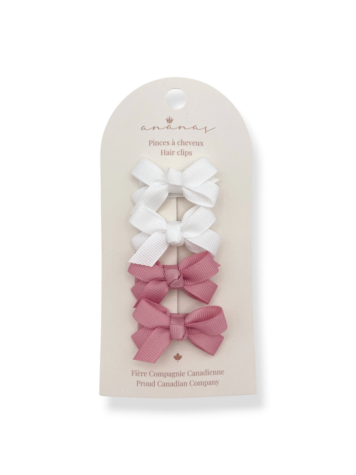 Mini Bows - White/Pink