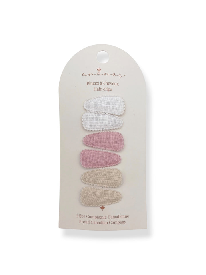 Mini Snap Clips - White/Pink/Ivory