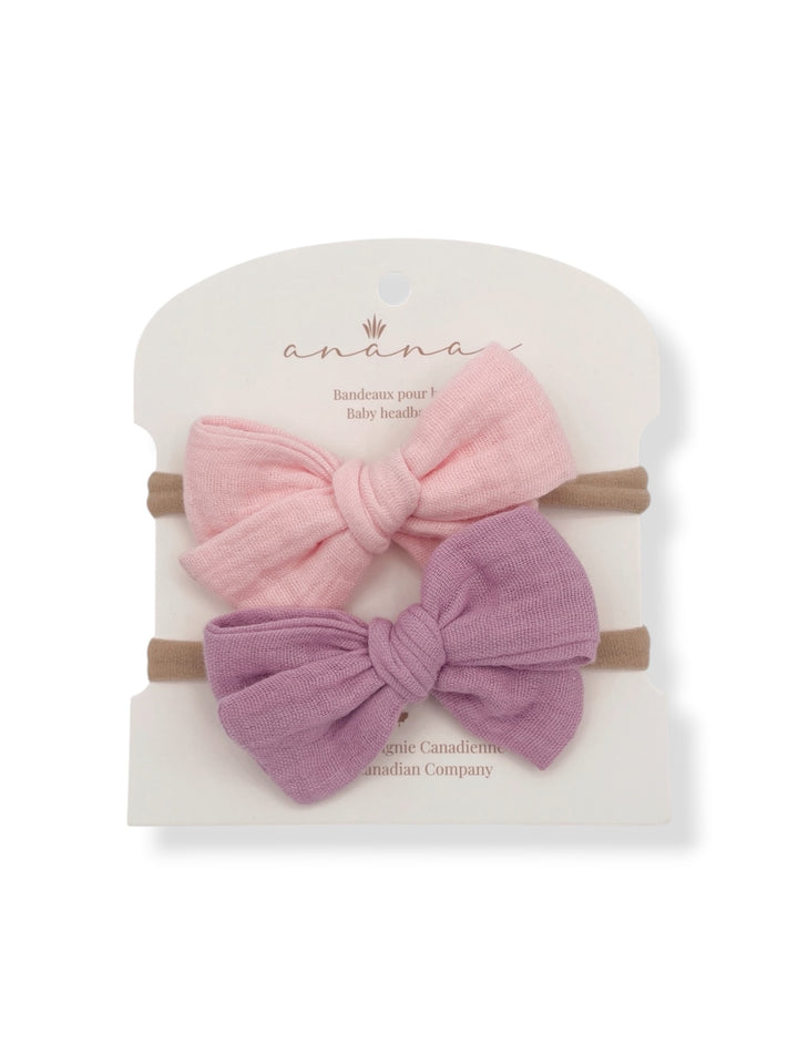 Muslin bows - Pink/Mauve