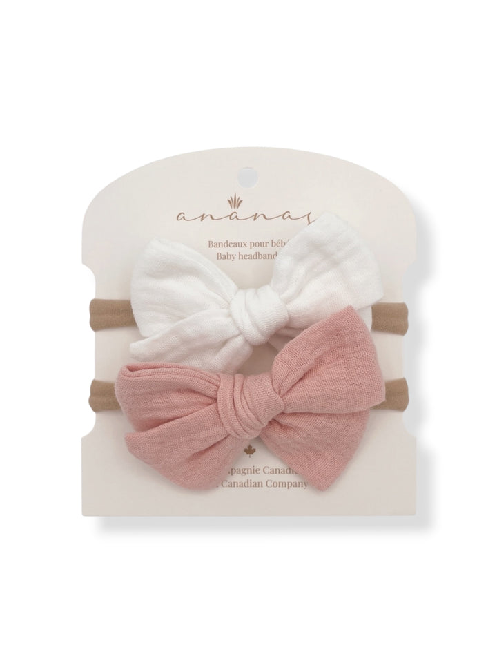 Muslin bows - White/Blush