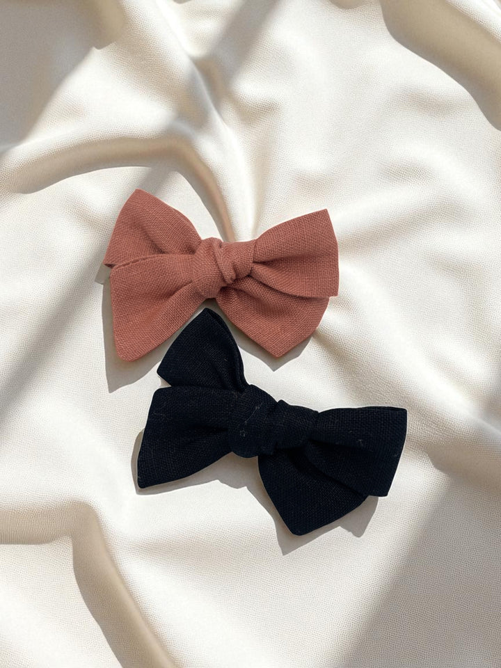 Boucles en lin - Terracotta/Noir