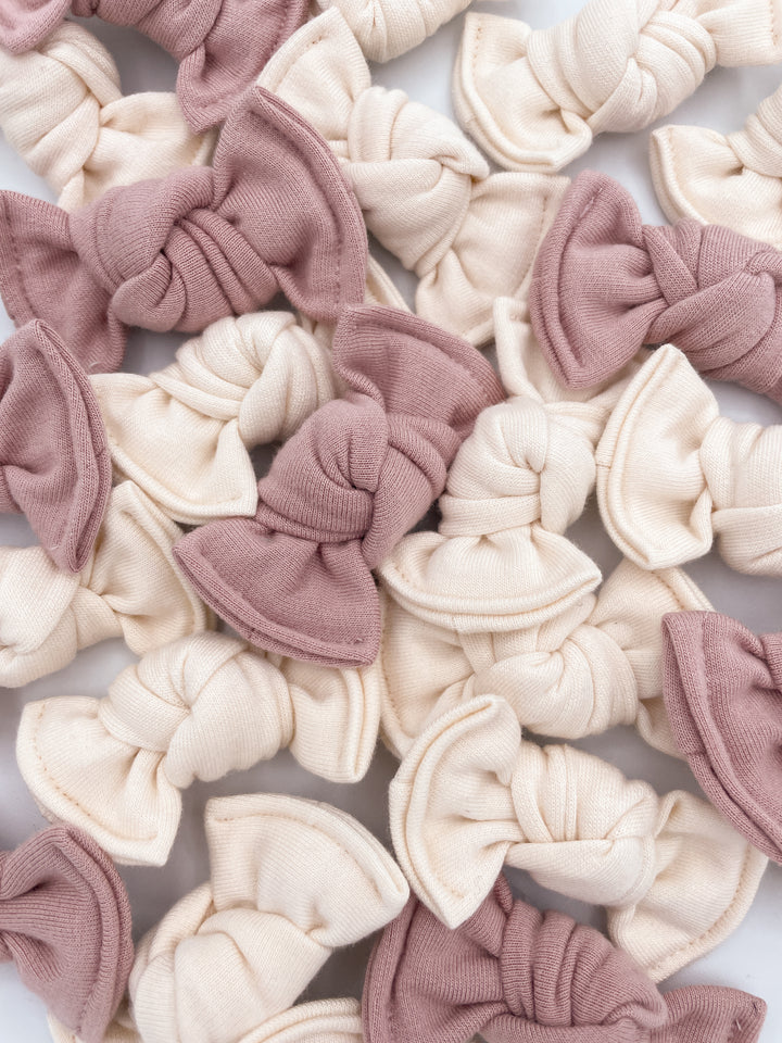 Mini-Boucles en bambou - Ivoire/Vieux Rose