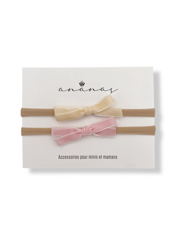 Bouclette Ruban de Velours - Crème et Rose