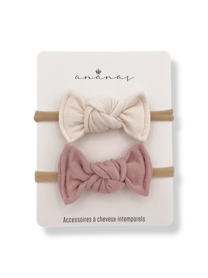 Mini-Boucles en bambou - Ivoire/Vieux Rose