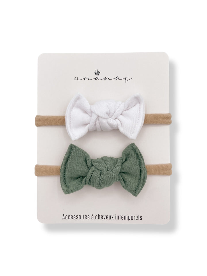 Mini-Boucles en bambou - Blanc/Sauge