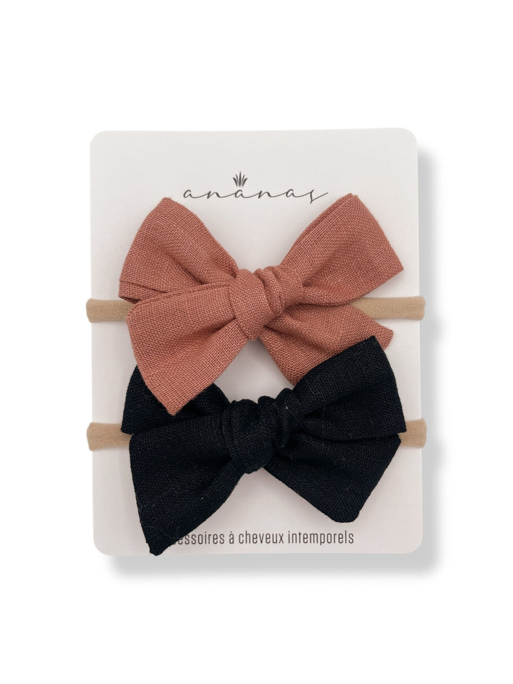 Boucles en lin - Terracotta/Noir