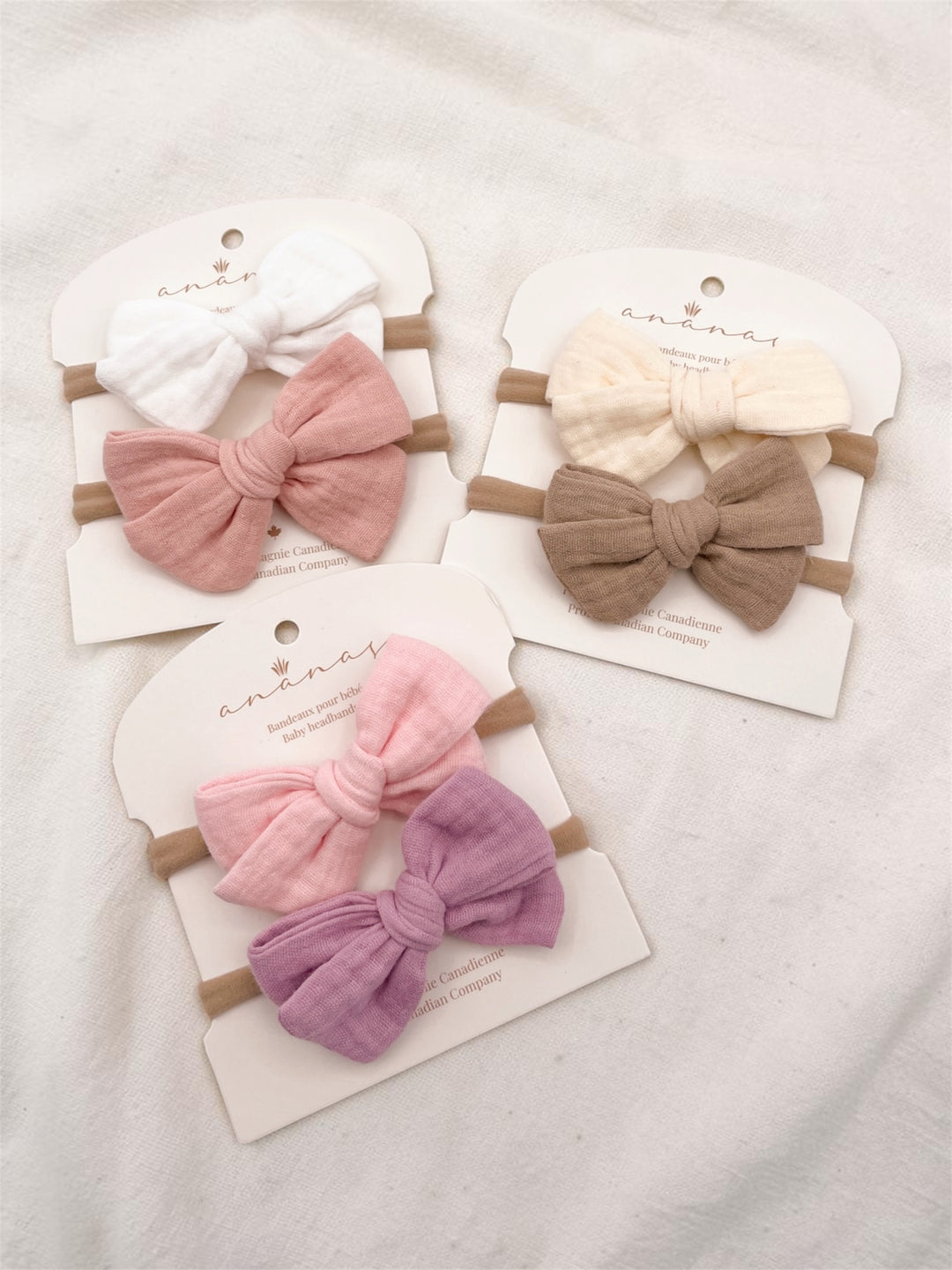 Muslin bows - White/Blush