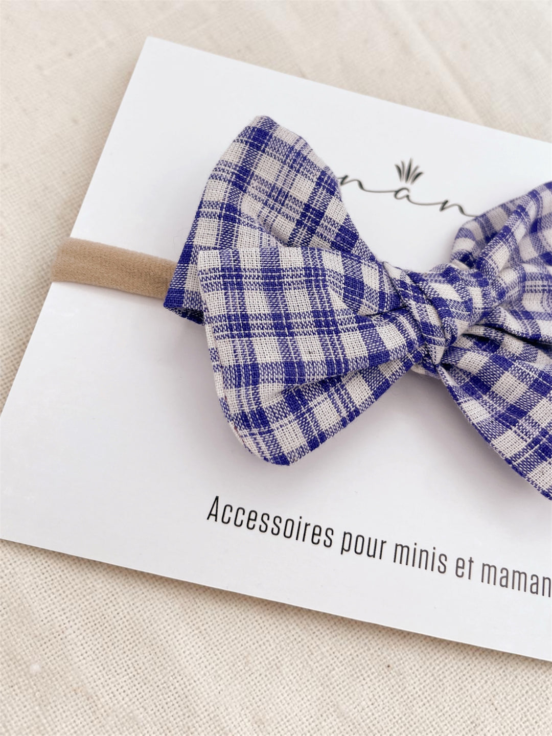 Linen Bow - Blue Gingham