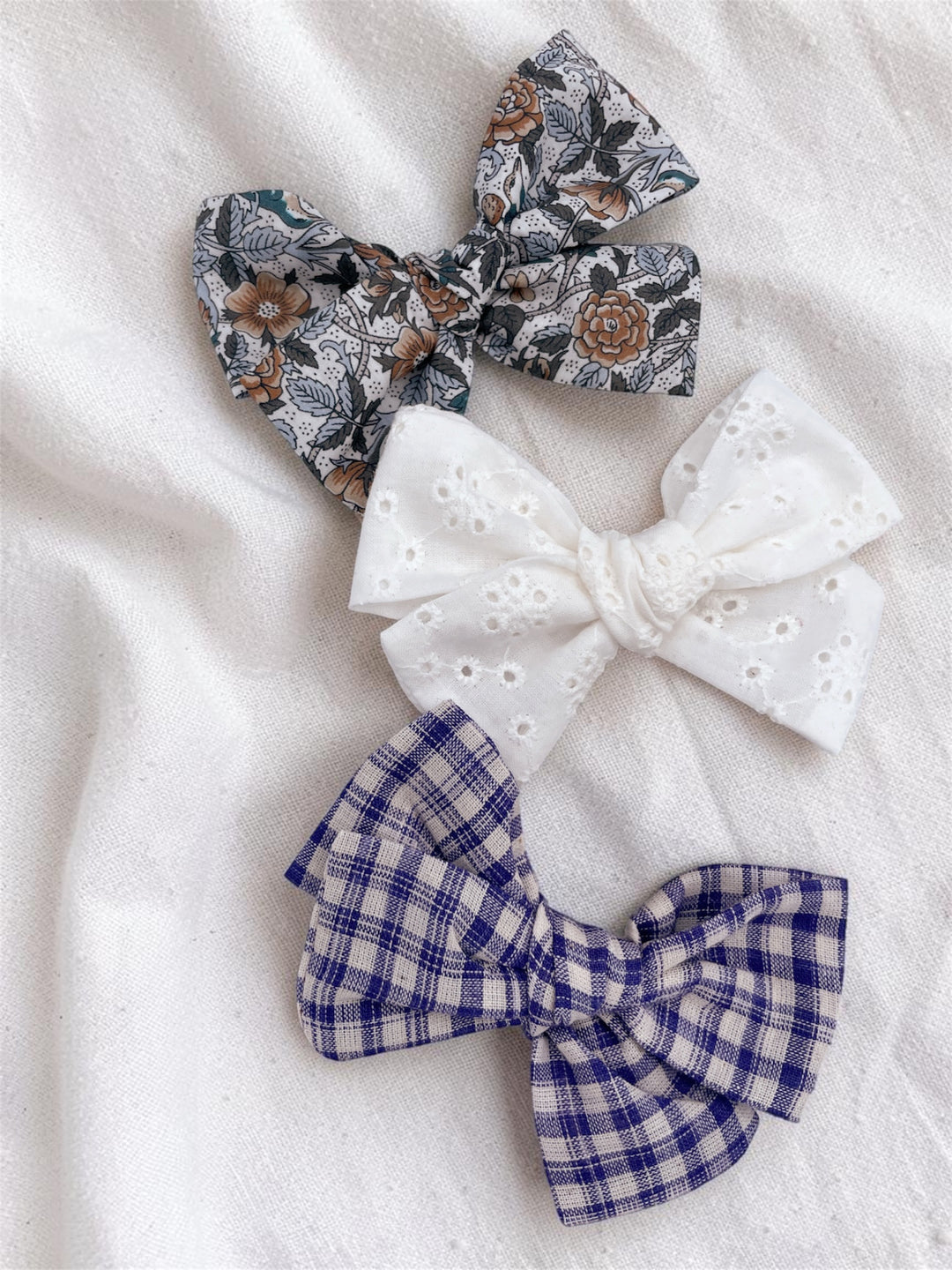 Linen Bow - Blue Gingham