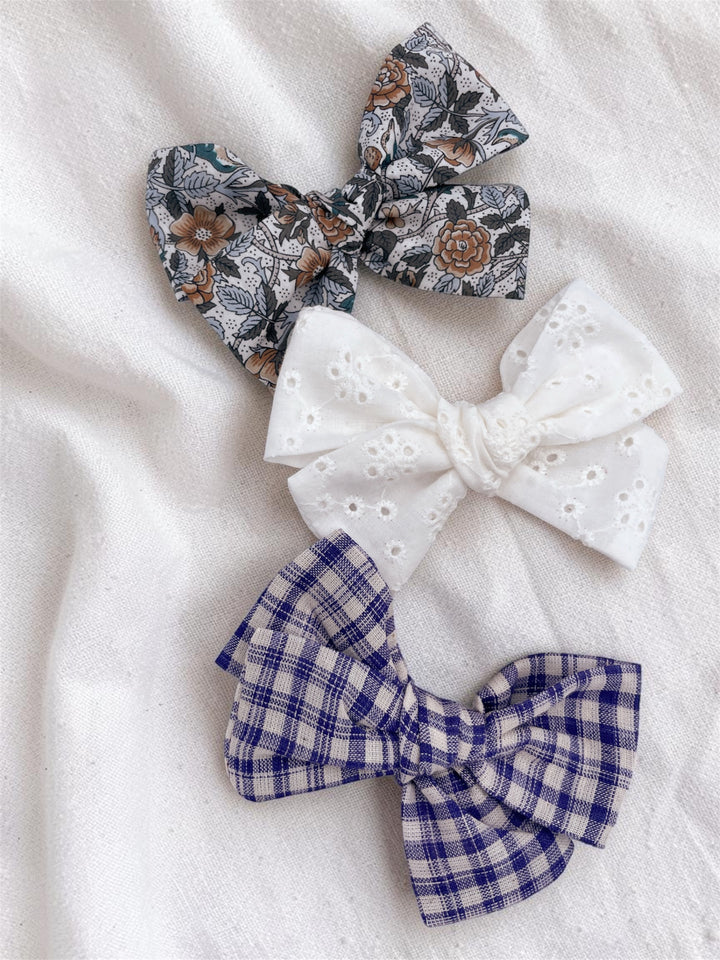Linen Bow - Blue Gingham