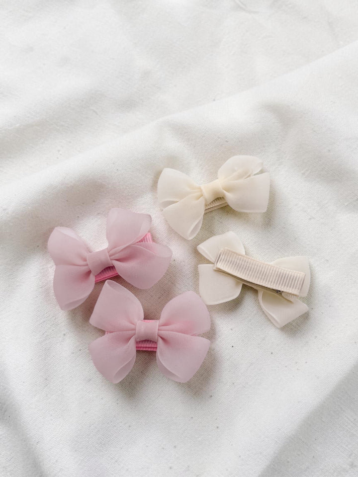 Bows on clip - Romance Ivory/Blush