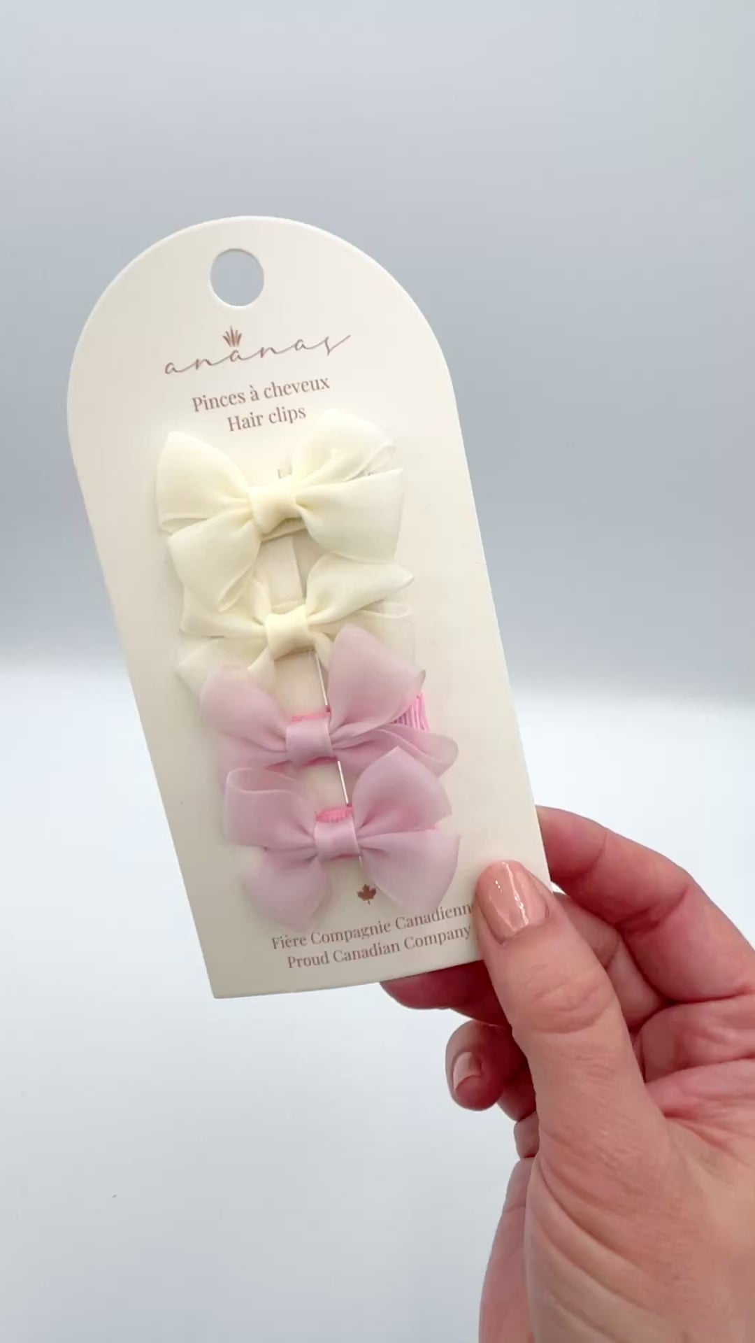 Bows on clip - Romance Ivory/Blush