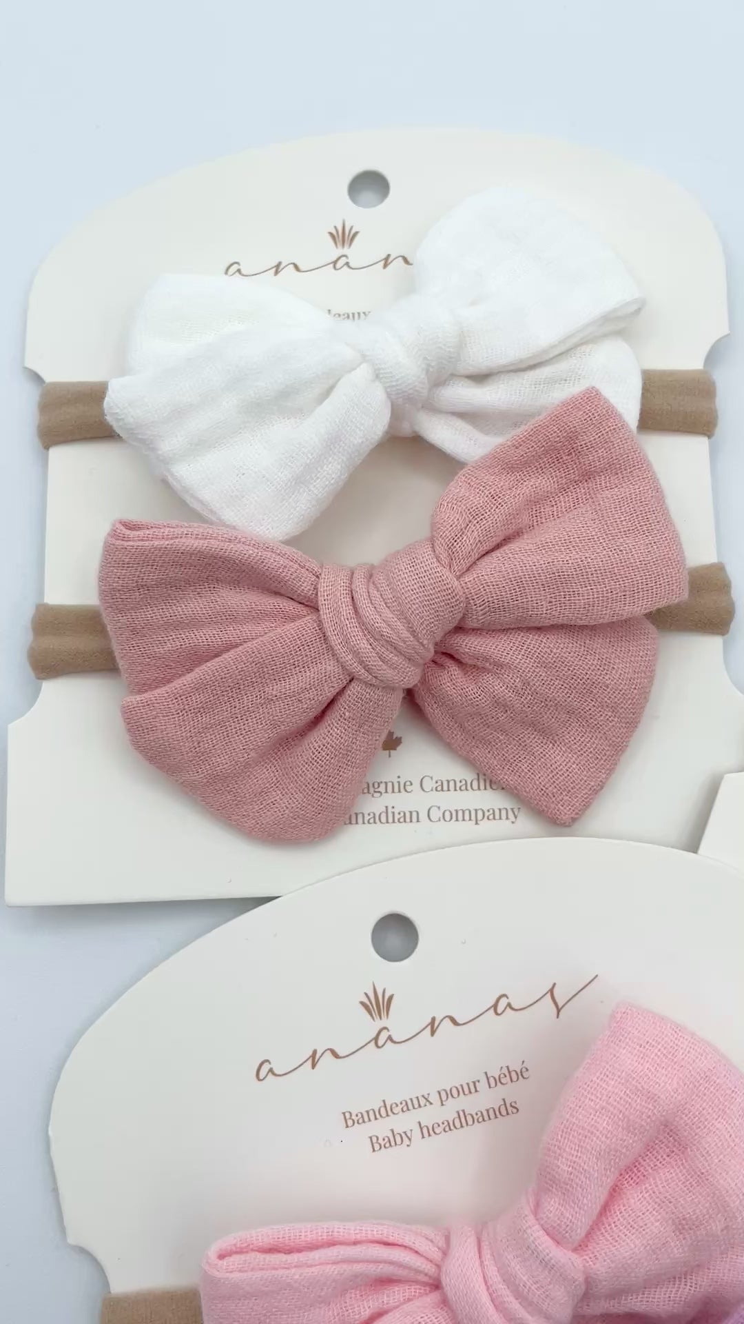 Muslin bows - White/Blush