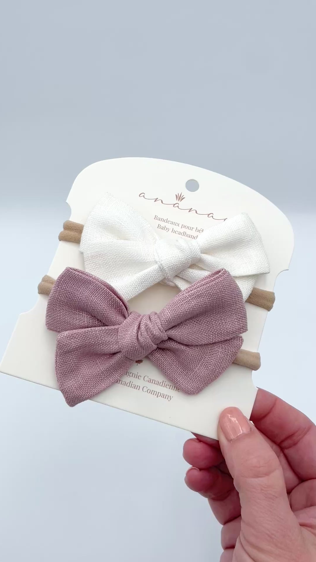 Linen Bows - White/Blush