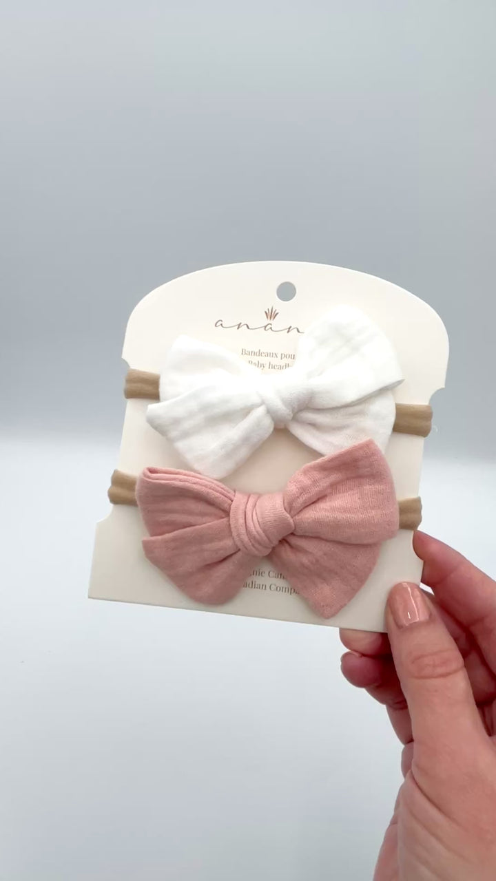 Muslin bows - White/Blush
