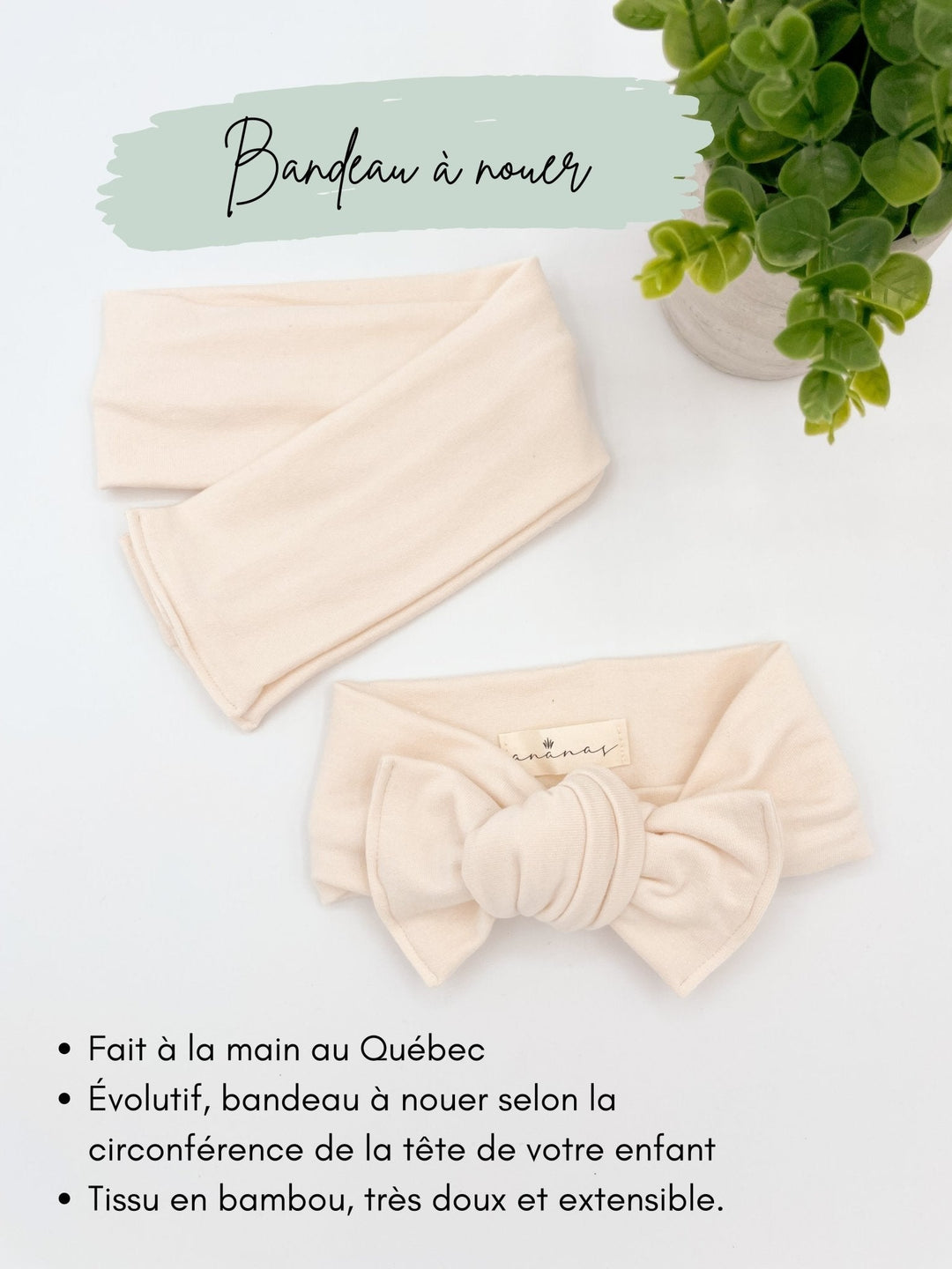 Bandeau boucle en bambou à nouer - Corail - Ananas Co