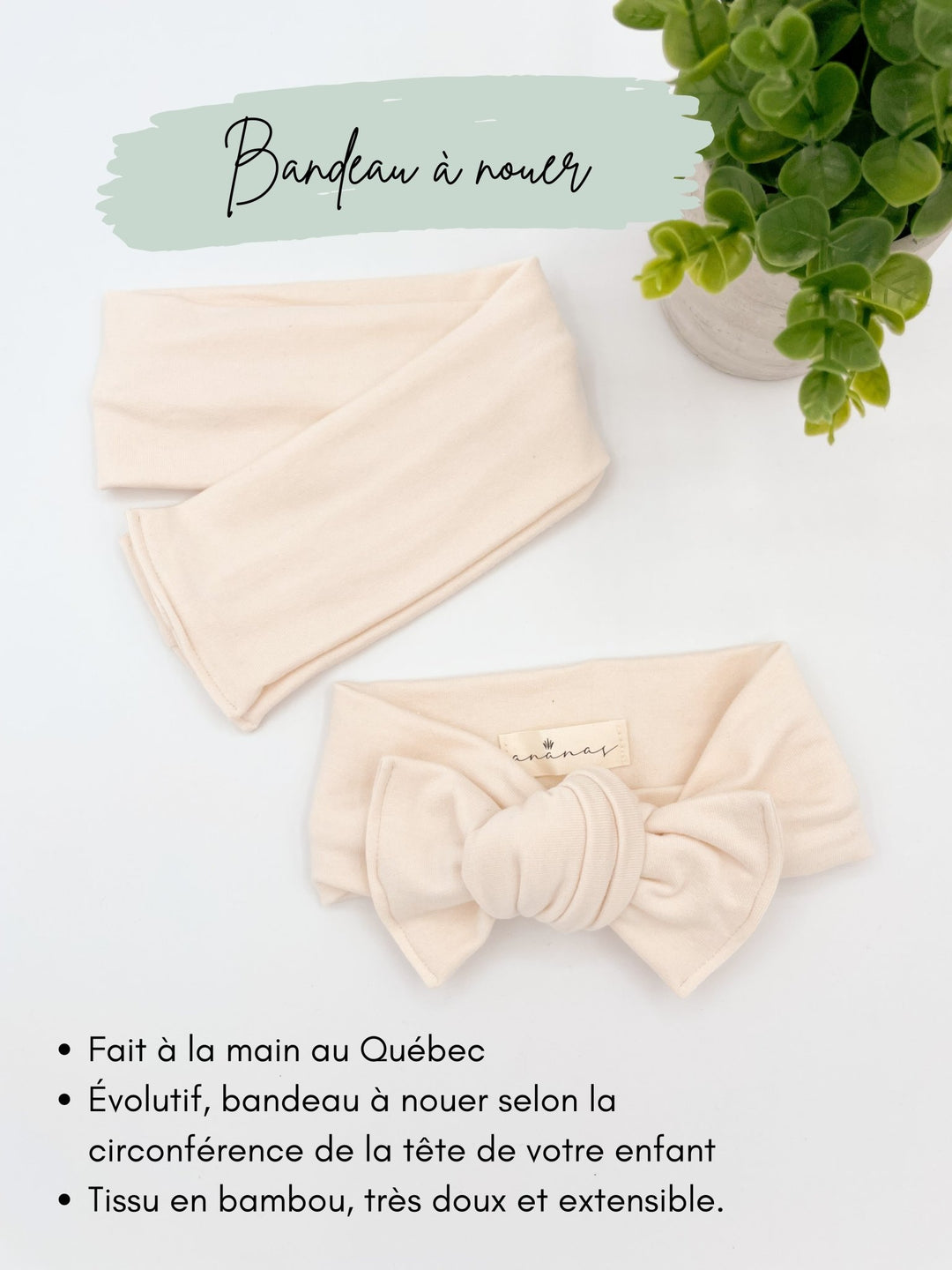 Bandeau boucle en bambou à nouer - Tournesol - Ananas Co