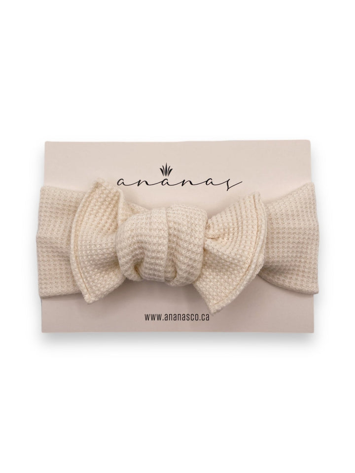 Bandeau boucle en coton gaufré à nouer - Crème - Ananas Co